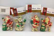 Vintage Brite Star Classic Trims Shiny Plastic Ornaments Santa Snowman picture