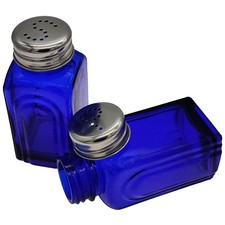 Retro Glass Salt and Pepper Shakers (Cobalt Blue) picture