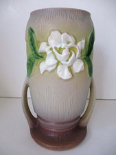 Roseville Vase Gardinia Pattern Ceramic Vintage #683 Green 8