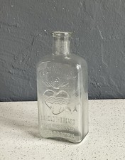 Vintage Embossed Holy Water Bottle Sacred Heart Glass Christianity Antique picture