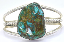 Navajo SIGNED Raymond Delgarito Vintage Sterling Silver Turquoise Cuff Bracelet picture