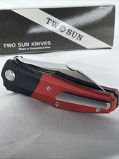 TwoSun Knives Folding G10 Handle StoneWash Tanto D2 Blade TS50-SW Rare 1st Gen picture