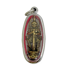 Thao Wessuwan Kubera Wealth God Phra Rahu Amulet Pendant Stainless Case #6 picture