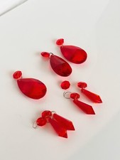 VTG-RED  Prisms-CRYSTAL TEAR DROP-LAMP CHANDELIER LUSTERS CANDLES picture