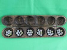 African Mancala Game Hand carved Handmade Hinged 44 Stones/Seeds 17