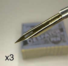 x3 VTG Sands & McDougal Despatch Pen Nibs Fine & Smooth Gold Tone Dip Pens NEW picture