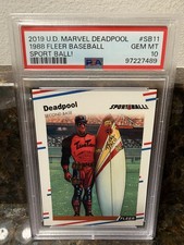 Upper Deck 2019 Marvel Deadpool Sport Ball 1988 Fleer Tim Flannery #SB11 PSA 10 picture