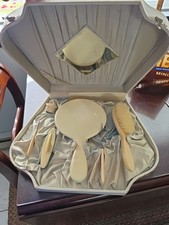 8 Piece French Ivory Celluloid Art Deco Vanity Dresser Set 1920s In Orig. Case picture