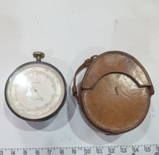 c.1890 Jas W Queen Compensated Aneroid Barometer with original leather case picture
