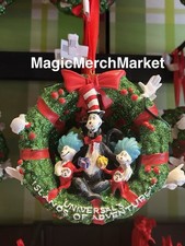 Universal Studios Christmas Dr. Seuss Cat In The Hat Wreath Ornament New picture