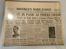 - 10/24/1929 Brooklyn Daily Wall Street Stock Market Crash Newspaper picture