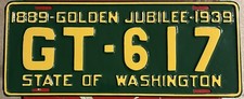 Beautiful Restored 1939 Grant County Washington Passenger Vehicle License Plate picture