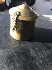 Brass Tea Caddy or Biscuit Tin Vintage  MCM Made In India picture