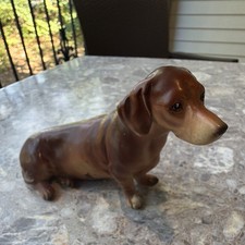 Brown Dachshund Dog Ceramic Figurine Collectible Dog Breed Decorative Figure picture