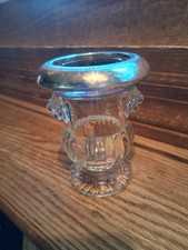 Vtg. F.B. Rogers  SILVER Rim & Glass Urn Toothpick / Cigarette Holder-Lions Head picture