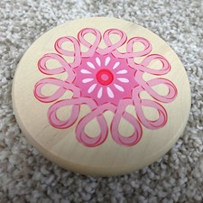 Longaberger 2013 Horizon of Hope Wood Basket Lid Pink Ribbon Floral Motif picture