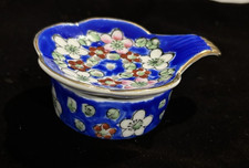 Vintage Cobalt blue/ floral  Tea Strainer two pieces Porcelain picture