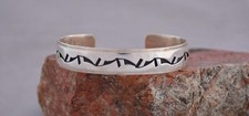 Augustine Mowa - Hopi Sterling Silver Cuff Bracelet - Unique Design - 6 3/4