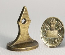 antique 18th Wax Seal fob, farm / grain harvest tools & initials / letters: A.M picture
