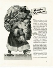 1941 Mallory Electronics Santa Claus Christmas art by Edward C. Smith Vintage Ad picture