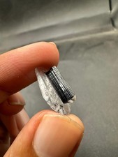 Rare 2g Natural Stone Raw Black Tourmaline With Quartz Crystal Mineral Specimen picture