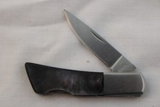 Vtg Gerber Japan Silver Knight Folding Knife Black Mother of Pearl Pocket Knife picture