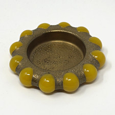 Jewel Tray Fisher Vintage Brass Yellow Vitro Marbles Rare Color picture