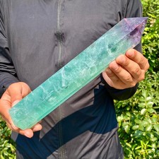 3LB Natural rainbow fluorite obelisk quartz crystal wand point Gem Healing picture