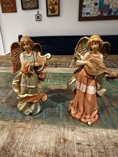 Pair of Fontanini Simonetti Vintage 6” Angels 251 252 Playing Harp & Lute picture