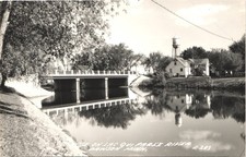 LAC QUI PARLE RIVER BRIDGE dawson mn c1950 postcard minnesota real photo rppc picture