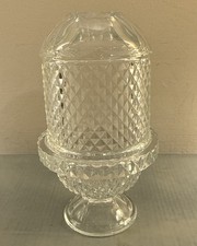 Vintage Viking Glass Crystal Clear Diamond Point Fairy Lamps EUC picture