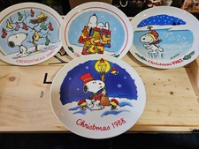 Lot Of 4 Charles Schultz Peanuts Snoopy Annual Christmas Plates 1980's L3 picture