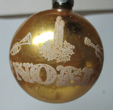 Vintage Made In USA Unusual NOEL Stencil Glass Christmas Ornament #2 picture