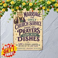 Marriage Humor Wedding Tin Sign Funny Couple Room Living Decor Metal Plaque 8x12 picture