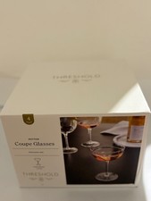 Threshold Hutton Coupe Glasses 4 Pc Set 8.5 fl oz Clear Boxed Dishwasher Safe picture