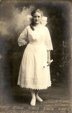 Young Woman Diploma Gradute Studio Portrait Shelbyville IN Studio c1910 RPPC bhn picture