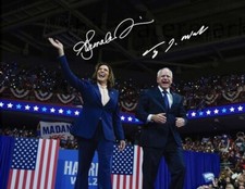 Vice President Kamala Harris Tim Walz signed DNC campaign photo REPRINT 11x8.5 picture