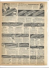 1937 Sears Catalog Ad Page Hohner Marine Supertone Harmonica Milano Accordion picture
