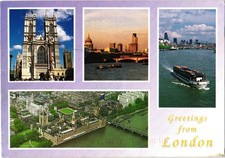 Greetings from London England Multi-View Vintage Postcard Posted picture