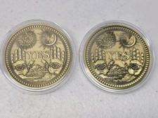 2 Pcs Yes/No Decision Metal Coin Prediction All Seeing Eye or Death Angel NEW picture