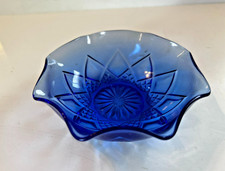 VINTAGE HAZEL ATLAS COBALT BLUE GLASS FANCY NUT DISH 1930-40’s. picture