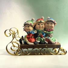 Kringle Express Christmas Elves On Sleigh 28” Resin Figurine LED Tested Works picture
