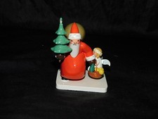 Vintage Erzgebirge East German Wood Christmas Santa Tree Angel Figurine Basket picture