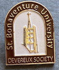 Vintage St Bonaventure University Devereux Society Enamel Lapel Pin SBU Badge picture