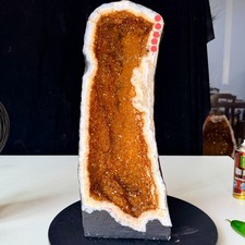 36LB Large Natural citrine geode cluster quartz crystal cathedrals specimen picture