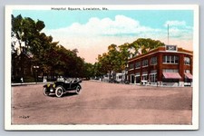 Hospital Square Lewiston ME Postcard J. J. Mullane Vintage Maine Street Scene picture