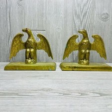 Fine vintage Heavy Cast Brass Eagle Bookends retro decorations patriotic picture