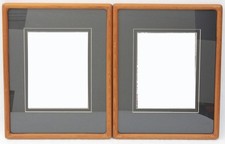 Vintage 12x16 Teak Wood Picture Frame Pair Danish Modern Rounded Corners picture