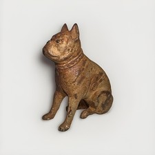 Antique AC Williams / Hubley Cast Iron Sitting Boxer Bulldog Coin Bank picture