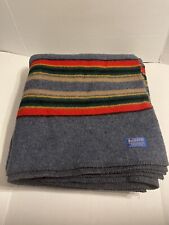 Vintage PENDLETON YAKIMA Wool Camp Blanket Blue Striped 76
